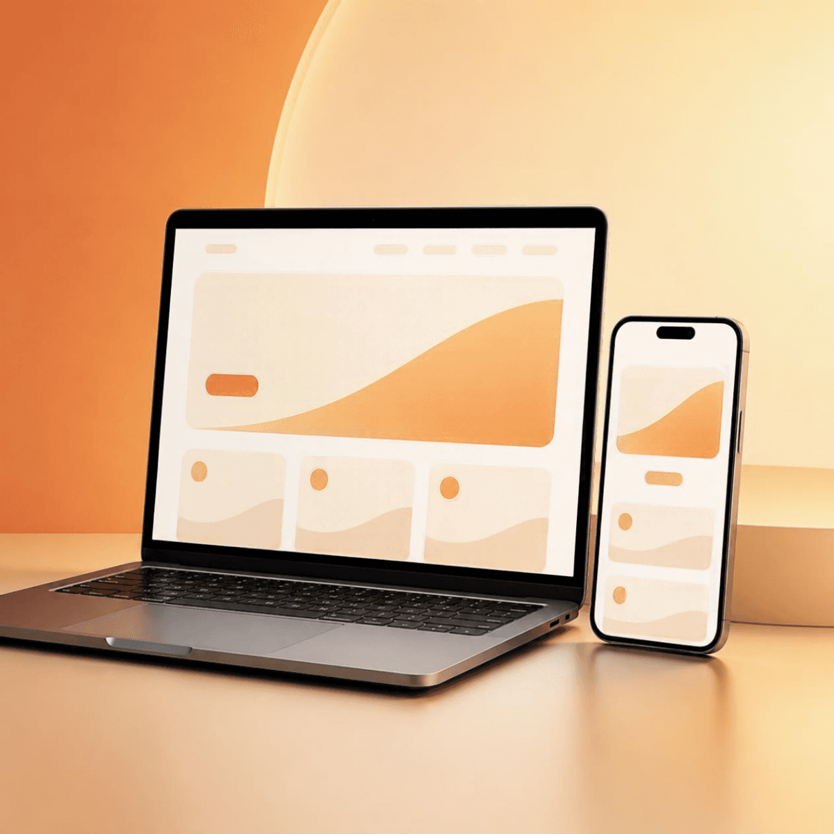 Website design shown on a laptop and a phone
